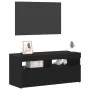 Mueble para TV con luces LED, negro y de roble, mide 90x35x40 cm y está hecho de madera elaborada | Foro24.es | Tu tienda online para hogar, jardín y más Foro24.es