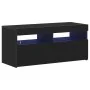 Mueble para TV con luces LED, negro y de roble, mide 90x35x40 cm y está hecho de madera elaborada | Foro24.es | Tu tienda online para hogar, jardín y más Foro24.es