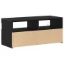 Mueble para TV con luces LED, negro y de roble, mide 90x35x40 cm y está hecho de madera elaborada | Foro24.es | Tu tienda online para hogar, jardín y más Foro24.es