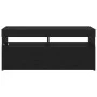 Mueble para TV con luces LED, negro y de roble, mide 90x35x40 cm y está hecho de madera elaborada | Foro24.es | Tu tienda online para hogar, jardín y más Foro24.es