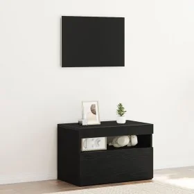 Mueble de TV con luces LED Negro Roble 60x35x40