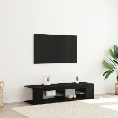 Mueble para TV con luces LED en color negro y roble, de 135x39x30 cm, hecho de madera | Foro24.es | Tu tienda online para hogar, jardín y más Foro24.es