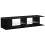 Mueble para TV con luces LED en color negro y roble, de 135x39x30 cm, hecho de madera | Foro24.es | Tu tienda online para hogar, jardín y más Foro24.es