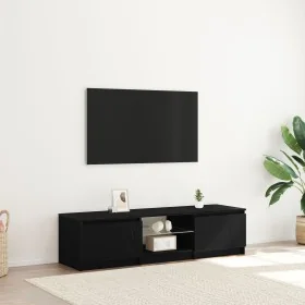 Mueble de TV con luces LED, negro y roble, 140x40x35.5 cm, de madera by , TV Furniture - Ref: Foro24-862563, Price: 109,99 €,...
