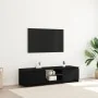 Mueble de TV con luces LED, negro y roble, 140x40x35.5 cm, de madera de , Muebles TV - Ref: Foro24-862563, Precio: 109,99 €, ...