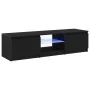 Mueble de TV con luces LED, negro y roble, 140x40x35.5 cm, de madera de , Muebles TV - Ref: Foro24-862563, Precio: 109,99 €, ...