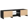 Mueble de TV con luces LED, negro y roble, 140x40x35.5 cm, de madera de , Muebles TV - Ref: Foro24-862563, Precio: 109,99 €, ...