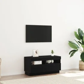 Mueble de TV con luces LED en roble negro, 80x35x40 cm, de madera de , Muebles TV - Ref: Foro24-862566, Precio: 72,47 €, Desc...