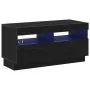 Mueble de TV con luces LED en roble negro, 80x35x40 cm, de madera de , Muebles TV - Ref: Foro24-862566, Precio: 72,47 €, Desc...