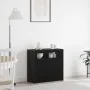 Sideboard con luces LED en negro y roble, 80x35x75 cm, de madera de , Aparadores - Ref: Foro24-862568, Precio: 114,10 €, Desc...