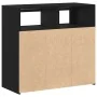 Sideboard con luces LED en negro y roble, 80x35x75 cm, de madera de , Aparadores - Ref: Foro24-862568, Precio: 114,10 €, Desc...