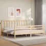 Bed frame with solid wood headboard 200x200 cm by vidaXL, Beds and slatted bases - Ref: Foro24-3193876, Price: 137,90 €, Disc...