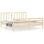 Bed frame with solid wood headboard 200x200 cm by vidaXL, Beds and slatted bases - Ref: Foro24-3193876, Price: 137,90 €, Disc...