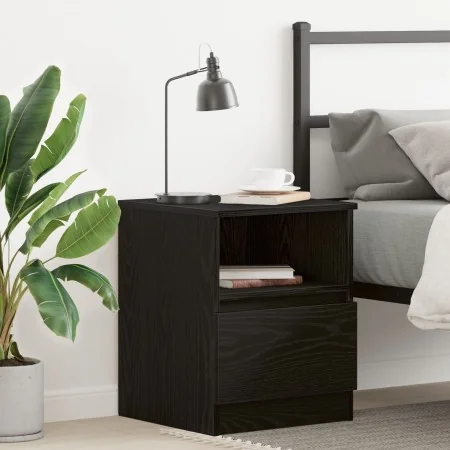 Mesa de Noche Negra Roble 40x40x50 cm Madera | Foro24.es | Tu tienda online para hogar, jardín y más Foro24.es