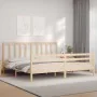 Bed frame with solid wood headboard 200x200 cm by vidaXL, Beds and slatted bases - Ref: Foro24-3193876, Price: 137,90 €, Disc...