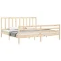 Bed frame with solid wood headboard 200x200 cm by vidaXL, Beds and slatted bases - Ref: Foro24-3193876, Price: 137,90 €, Disc...