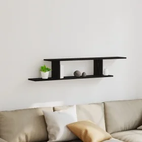 Estante de TV de pared de madera de roble negra 125x18x23 cm, hecho de madera de calidad de , Estantes y estanterías - Ref: F...