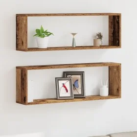 Estantes de pared 2 pcs Madera reciclada 80x15x26