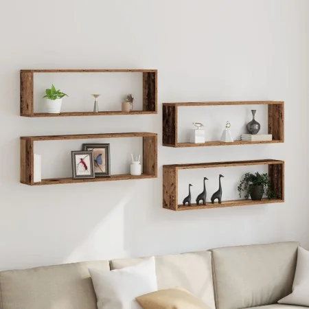 Estanterías de pared 4 pcs Madera antigua 80x15x26 cm Madera trabajada by , Shelves and shelves - Ref: Foro24-862640, Price: ...