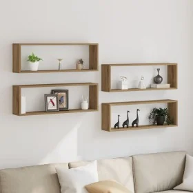 Estante de pared Set de 4 Roble artesanal Madera