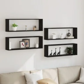 Estantes de pared 4 pcs Negro Roble 80x15x26 cm Madera hecha von , Regale und Regale - Ref: Foro24-862644, Preis: 56,88 €, Ra...