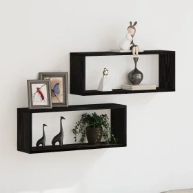 Estanterías de pared 2 paquetes Roble negro 60x15x23 cm Hechas de madera contrachapada by , Shelves and shelves - Ref: Foro24...