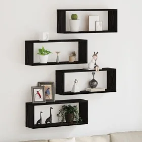 Conjunto de estanterías de 4 - Roble negro - 60x15x23 cm - Hechas de madera engineered von , Regale und Regale - Ref: Foro24-...