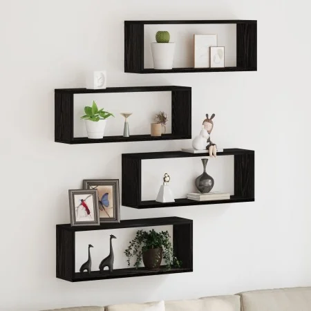 Conjunto de estanterías de 4 - Roble negro - 60x15x23 cm - Hechas de madera engineered von , Regale und Regale - Ref: Foro24-...