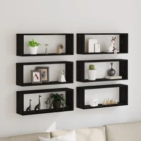 Comprar Estanterías 6 piezas Roble Negro 60x15x23