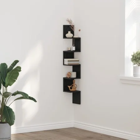 Estante de esquina Negro Roble 20x20x127,5 cm Madera Elaborada by , Shelves and shelves - Ref: Foro24-862656, Price: 33,32 €,...