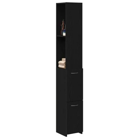 Armario de baño Negro Roble 25x25x170 cm Madera de Ingeniera by , Bathroom furniture - Ref: Foro24-862669, Price: 73,81 €, Di...