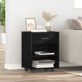 Gabinete en Rueda de Roble Negro 46x36x59 cm