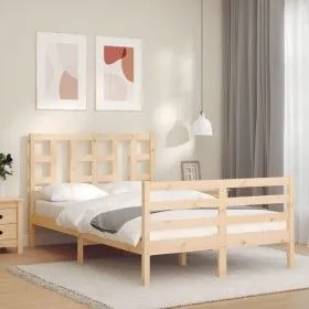 Bed frame with solid wood headboard 120x200 cm by vidaXL, Beds and slatted bases - Ref: Foro24-3193916, Price: 112,20 €, Disc...