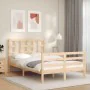 Bed frame with solid wood headboard 120x200 cm by vidaXL, Beds and slatted bases - Ref: Foro24-3193916, Price: 112,20 €, Disc...