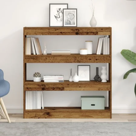 Armario para Libros/Divisor de Habitaciones - Madera Rústica - 100x30x103cm - Madera Elaborada de , Librerías y estanterías -...