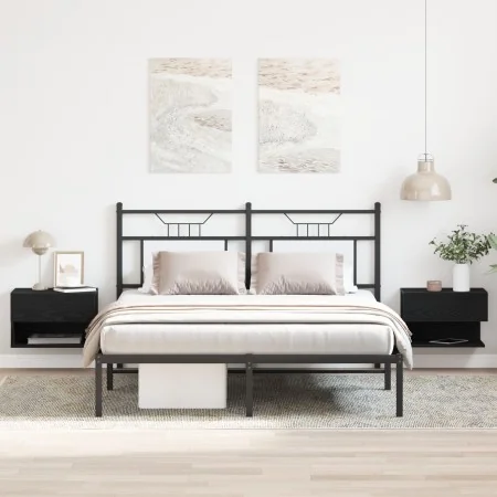 Armarios de Noche Montados en la Pared de (Juego de 2) - Madera de Roble Negre by , Nightstands - Ref: Foro24-862735, Price: ...