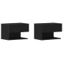 Armarios de Noche Montados en la Pared de (Juego de 2) - Madera de Roble Negre by , Nightstands - Ref: Foro24-862735, Price: ...