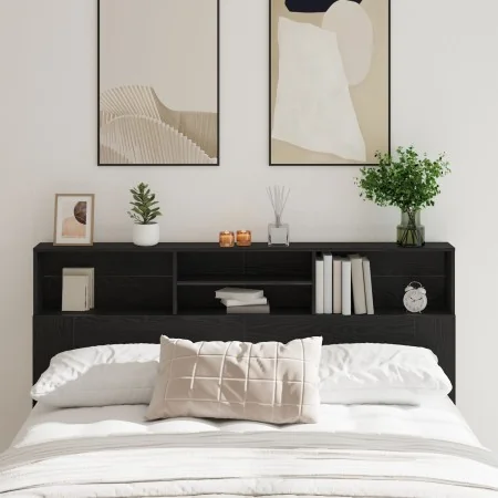Cabecero con armario de roble negro 180x19x103,5 cm de , Cabeceros y pies de cama - Ref: Foro24-862754, Precio: 96,96 €, Desc...