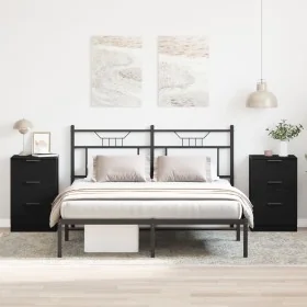 Mesitas de Noche 2 paquetes Negro Roble 40x65x65