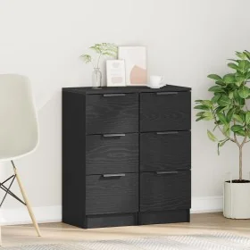 Consolas 2 pcs Negro Roble 30x30x70 cm Madera
