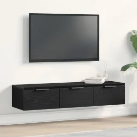 Gabinete de Pared de Roble Negro 102x30x20 cm Hecho de Madera Elaborada de , Armarios y almacenamiento - Ref: Foro24-862777, ...