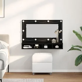 Armario Espejo LED en Roble Negro - 90x31.5x62 cm de , Tocadores de baño - Ref: Foro24-862781, Precio: 89,23 €, Descuento: -5%%