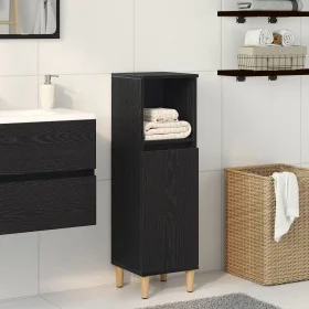Armario de baño Negro Roble 30x30x100 cm Madera