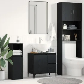 Gabinete de baño Roble negro Madera elaborada Mediano de , Tocadores de baño - Ref: Foro24-862812, Precio: 73,74 €, Descuento...
