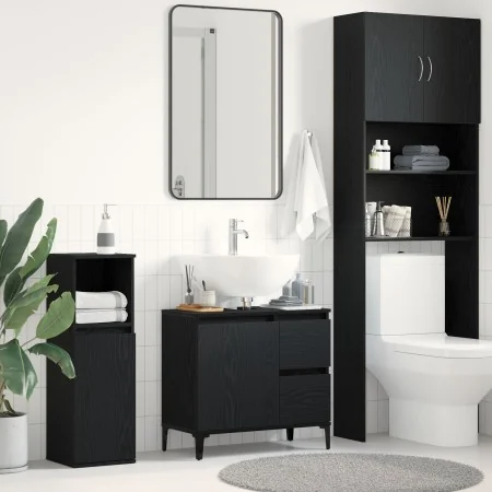 Gabinete de baño Roble negro Madera elaborada Mediano de , Tocadores de baño - Ref: Foro24-862812, Precio: 73,74 €, Descuento...