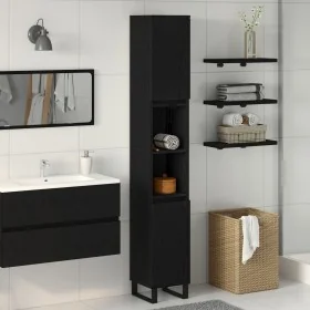 Gabinete de baño Negro Roble 30x30x190 cm Madera
