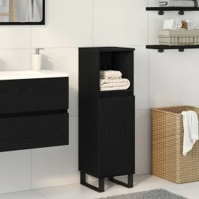 Armario de Baño Negro Roble 30x30x100 cm Madera