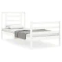 Weißer Massivholzbettrahmen mit Kopfteil 90x200 cm von vidaXL, Betten und Lattenroste - Ref: Foro24-3194687, Preis: 95,64 €, ...