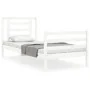 White solid wood bed frame with headboard 90x200 cm by vidaXL, Beds and slatted bases - Ref: Foro24-3194687, Price: 95,64 €, ...