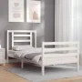 White solid wood bed frame with headboard 90x200 cm by vidaXL, Beds and slatted bases - Ref: Foro24-3194687, Price: 95,64 €, ...